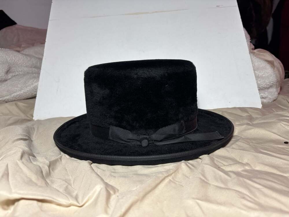 Morson Krausz Hatters Black Plush Bieber Hat Size 56
